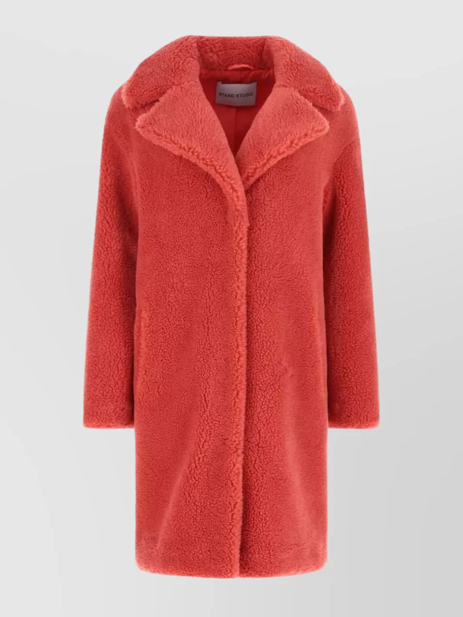 Shop Stand Studio Notch Lapel Camille Cocoon Coat In Red