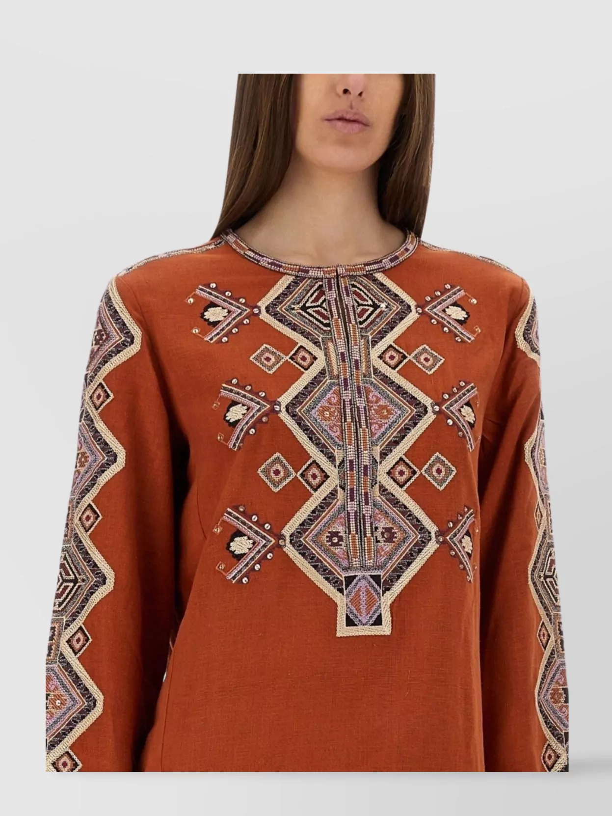 Isabel Marant Silk Blouse Embroidered Geometric Pattern