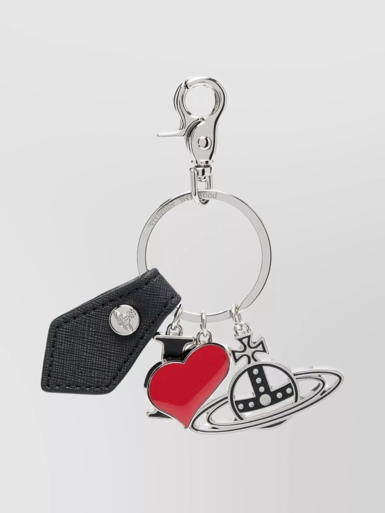 Shop Vivienne Westwood Leather Key Accessories With Cross And Heart Charms In Grey
