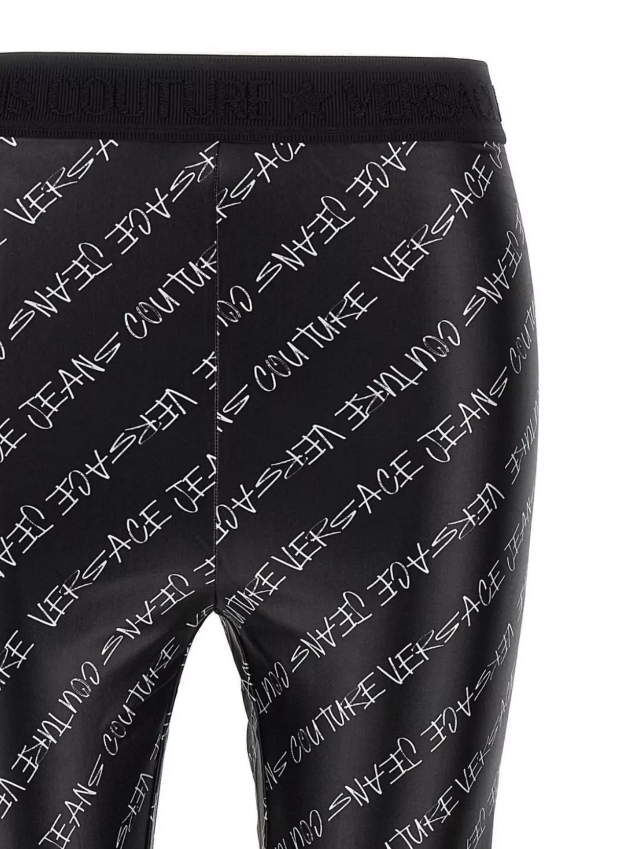 Versace Jeans Couture Elastic Waistband Logo Print Stretch Fit Leggings