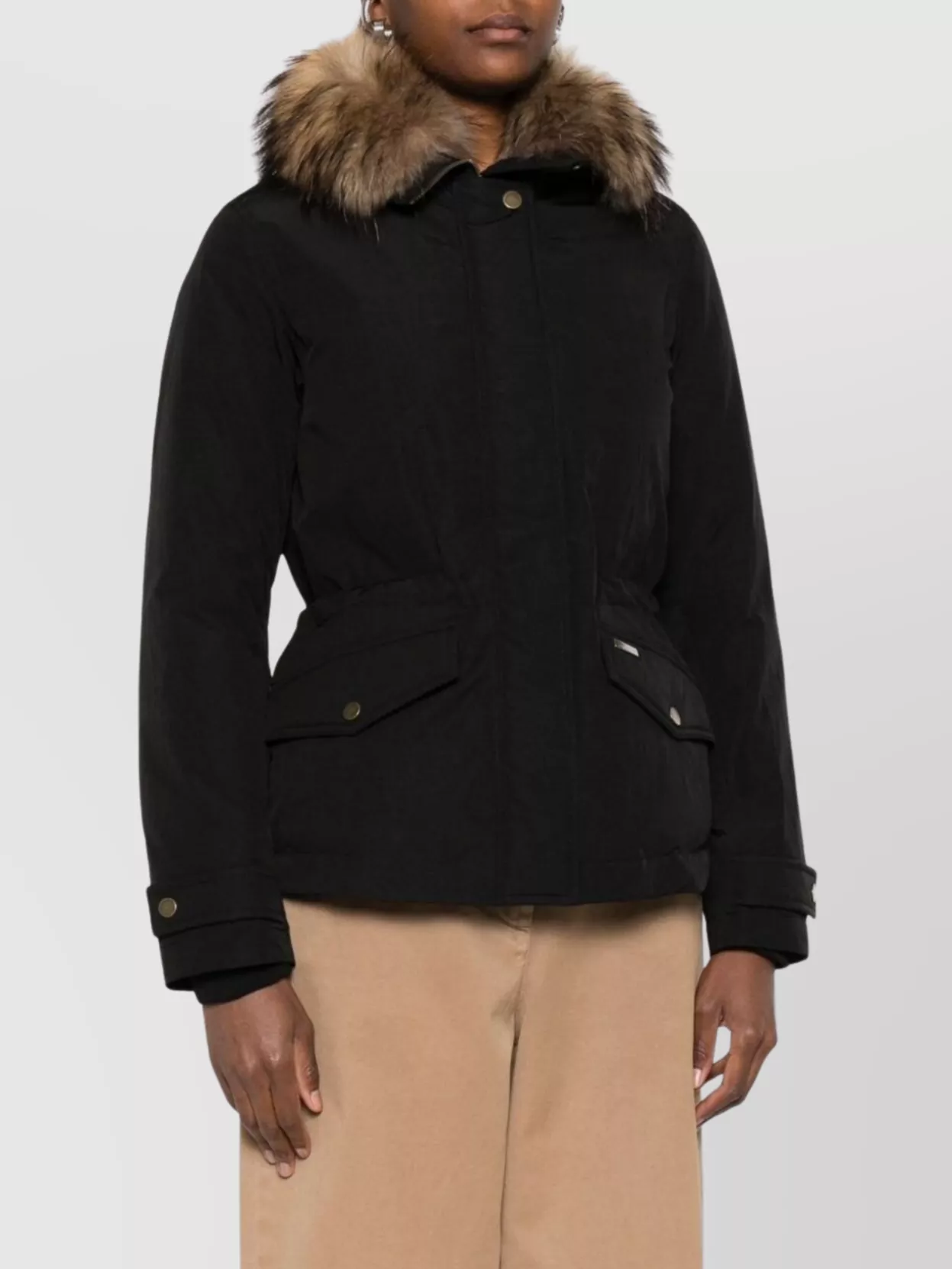 Woolrich Hooded Long Sleeve Down Jacket With Pockets