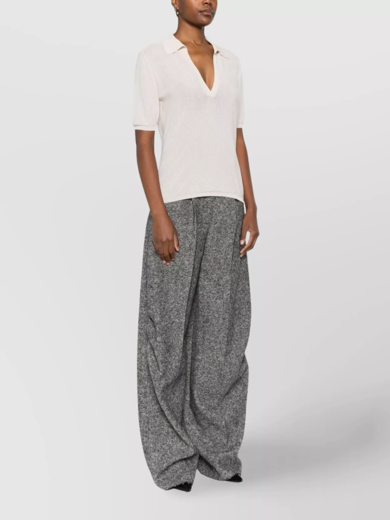 Max Mara Short Sleeve Collared Knitwear V-Neck