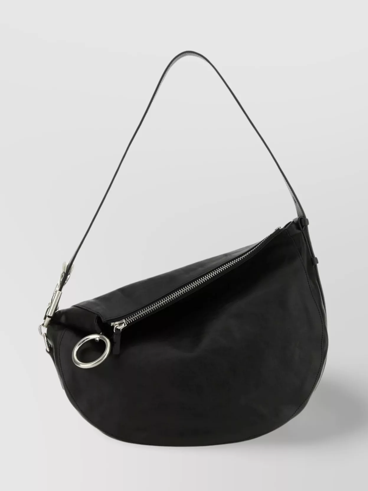 Shop Burberry Medium Leather Knight Shoulder Bag In Black