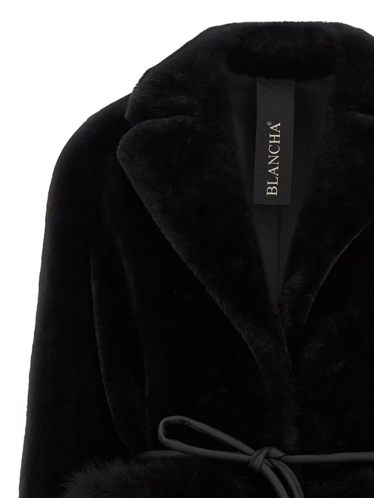 Blancha Straight-Volpe Fur Belted Long Jacket