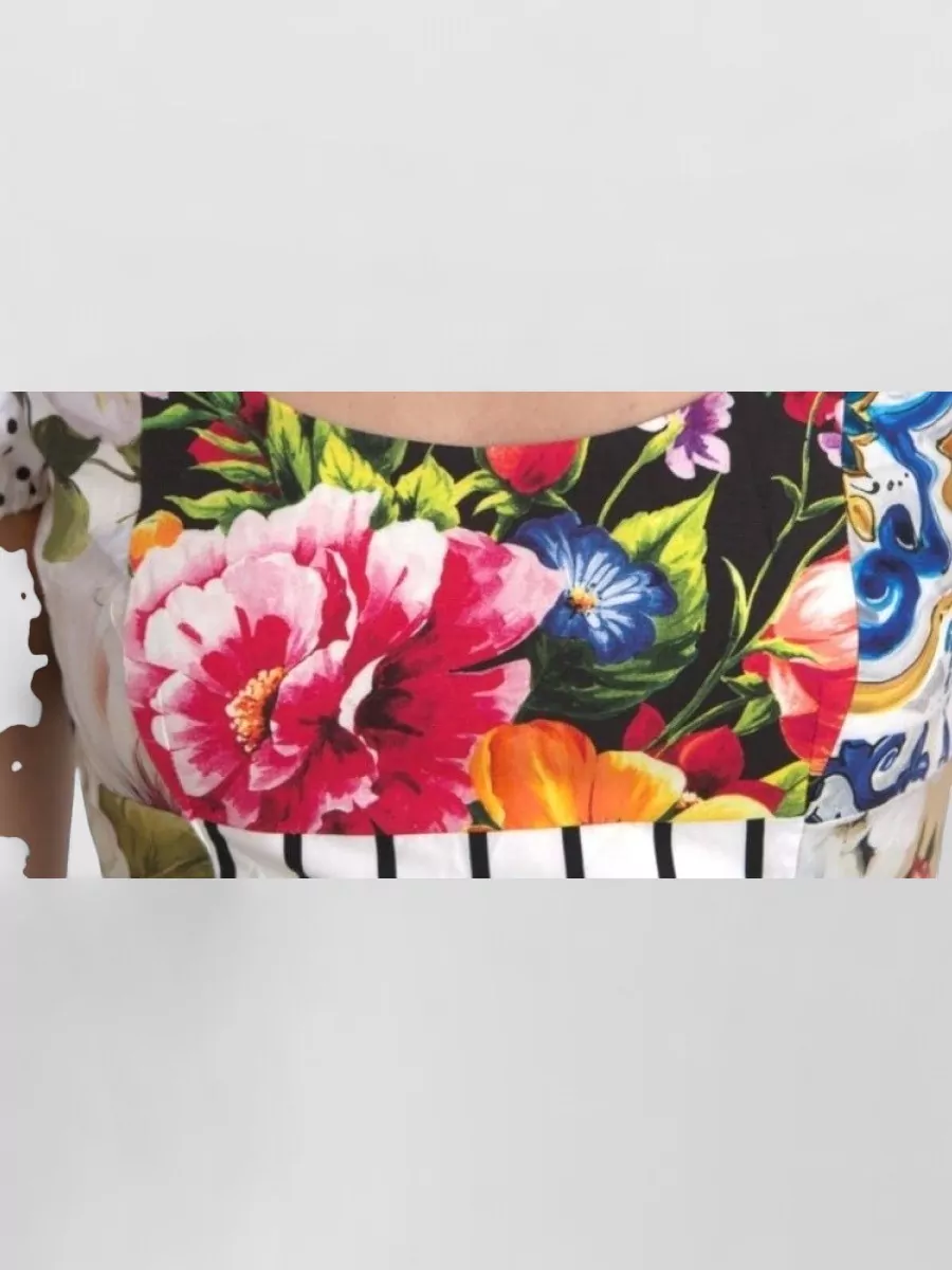 Dolce&Gabbana Cotton Floral-Patchwork Short-Sleeve Round-Neck Mini Dress