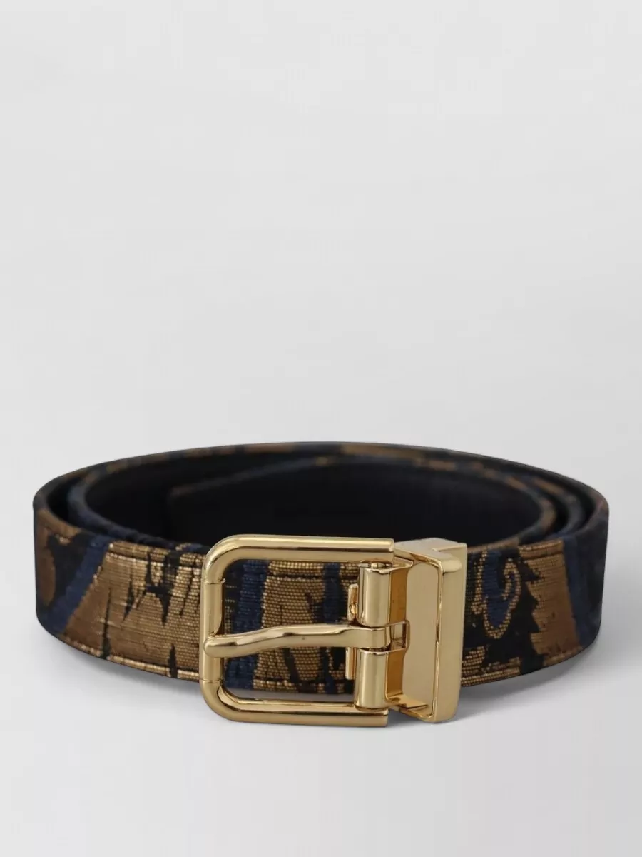 Dolce&Gabbana leather jacquard logo buckle belt