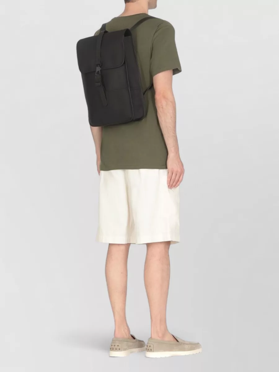 Rains Rectangular Unisex Backpack Flap Handle Straps