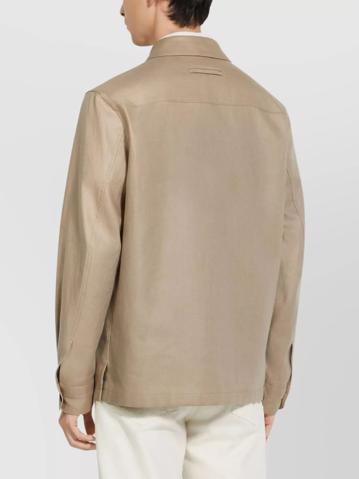 Shop Zegna Linen Overshirt Chest Pockets In Metallic