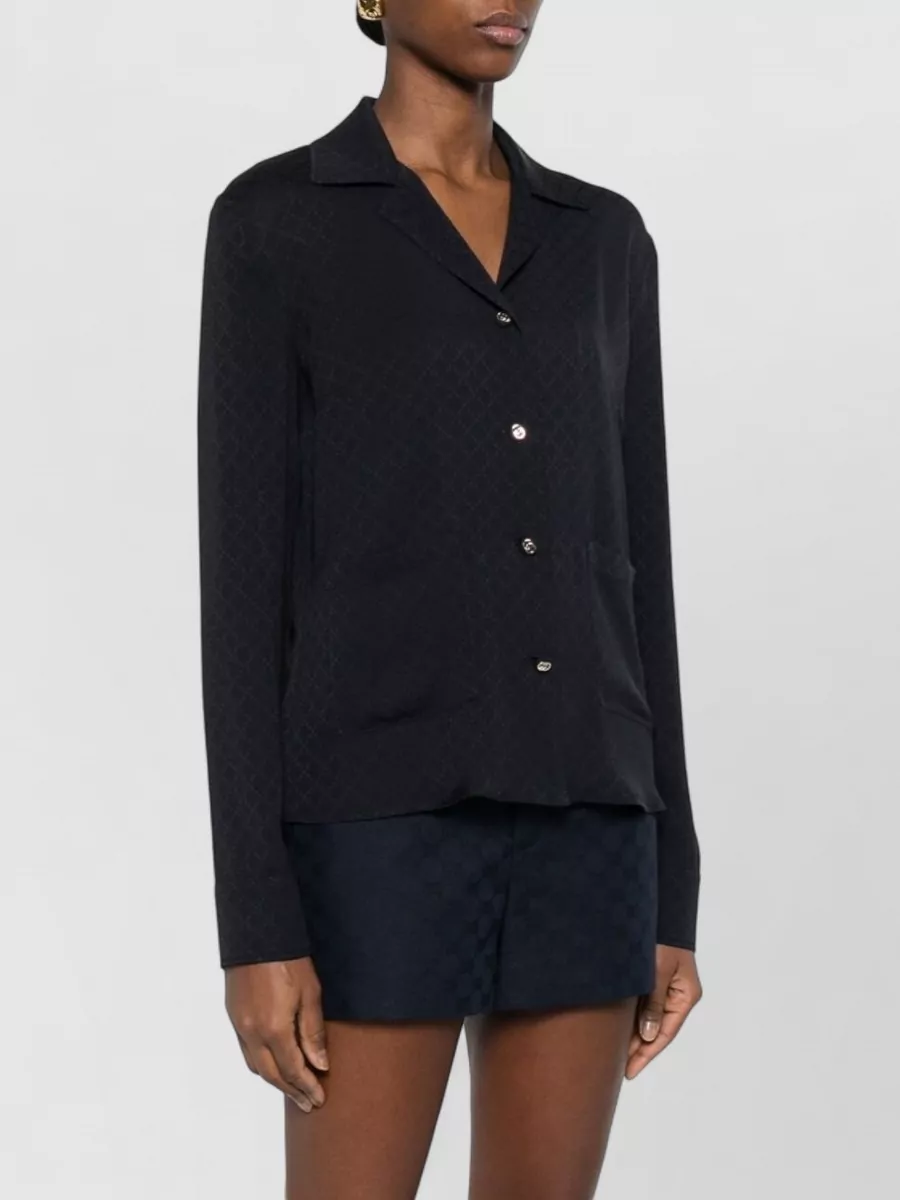 Gucci Collared Long Sleeve Shirt Textured Fabric Pockets