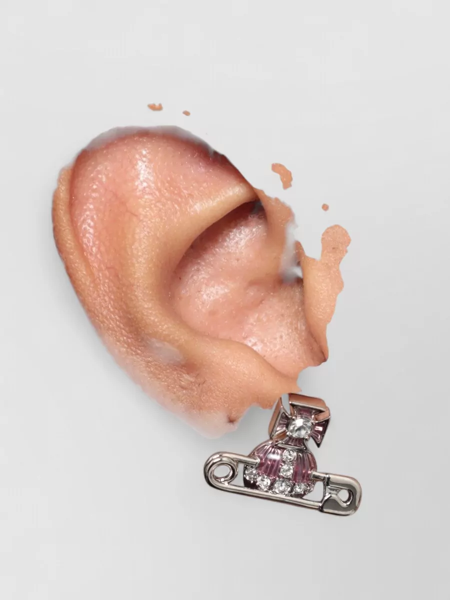 Vivienne Westwood Safety Pin Crystal Detail Drop Earrings