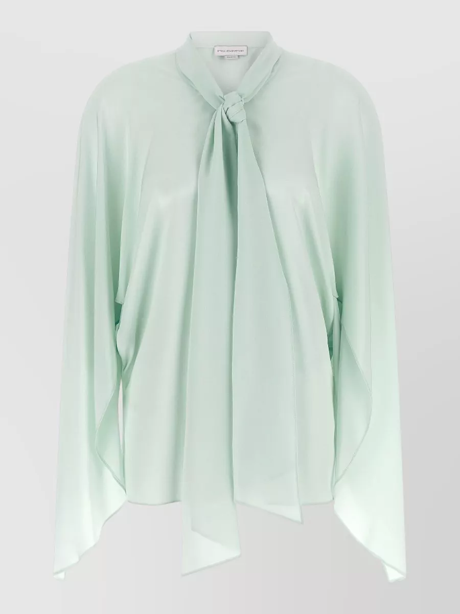 Stella Mccartney Silk lavallière collar draped wide sleeve blouse
