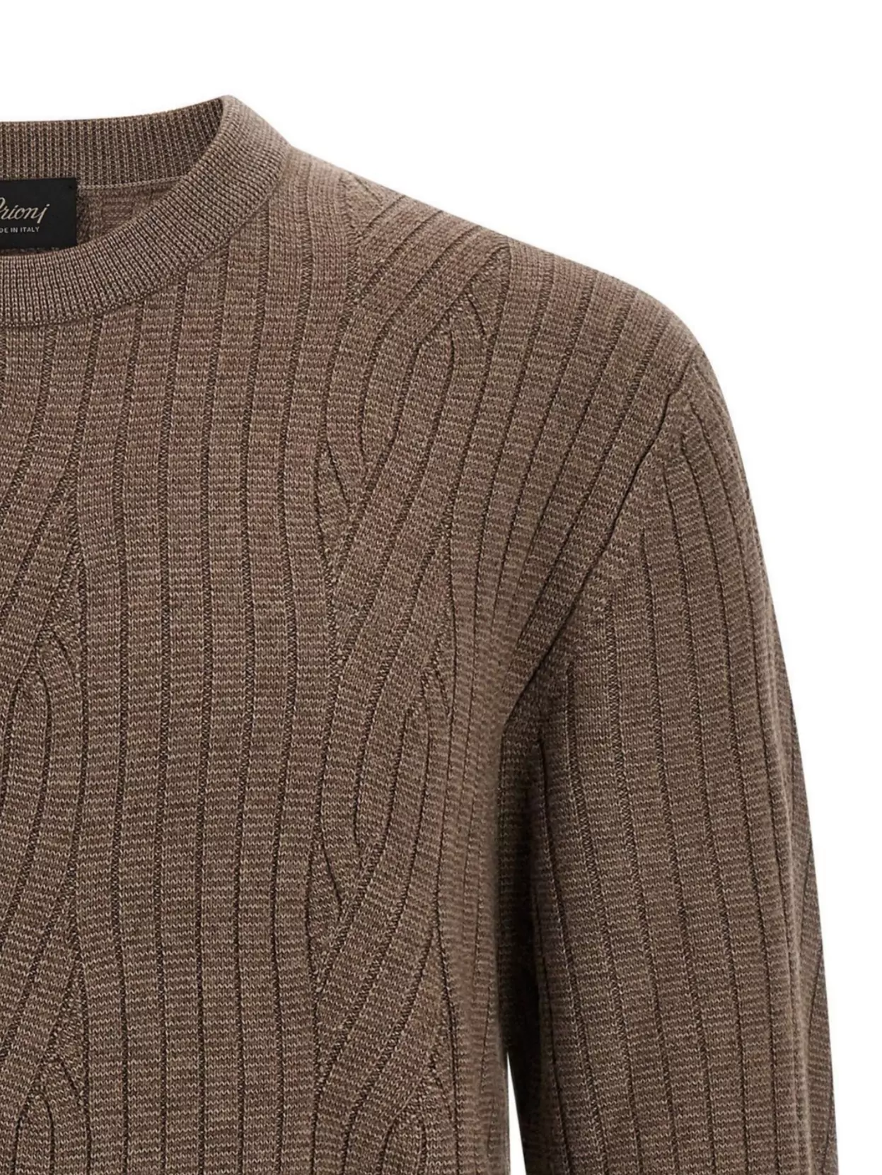 Brioni Ribbed And Braid Sweater Sweaters And Cardigans Brown In Brown