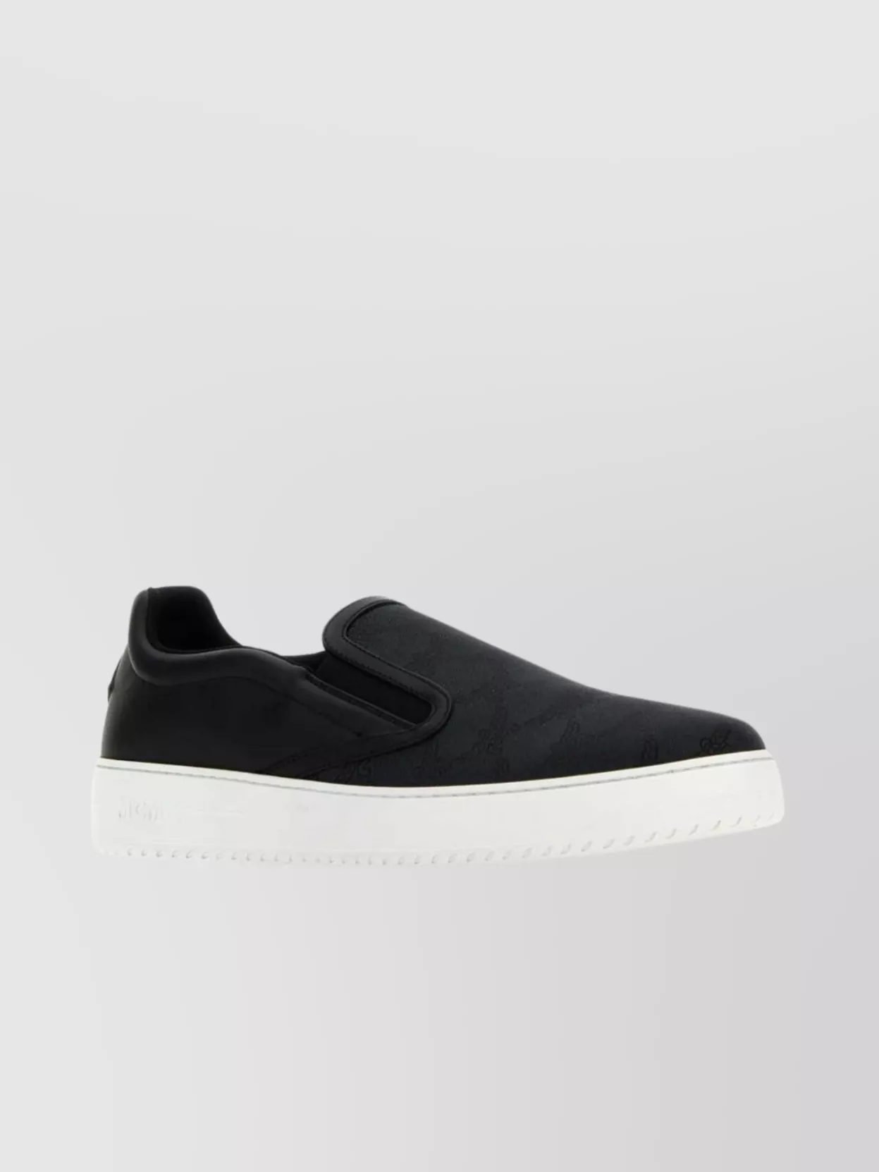 Shop Mcm Canvas And Leather Slip Ons With Contrast Sole