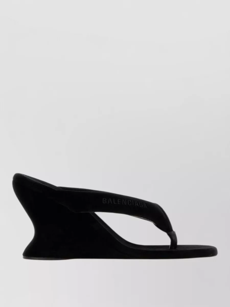 Balenciaga velvet thong wedge sandals