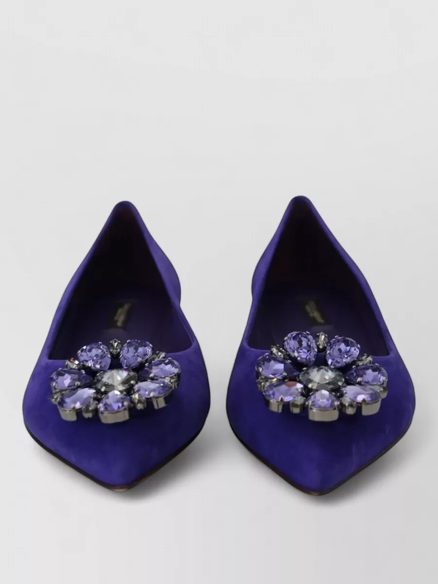 Dolce&Gabbana Suede Crystal-Embellished Ballerina Shoes
