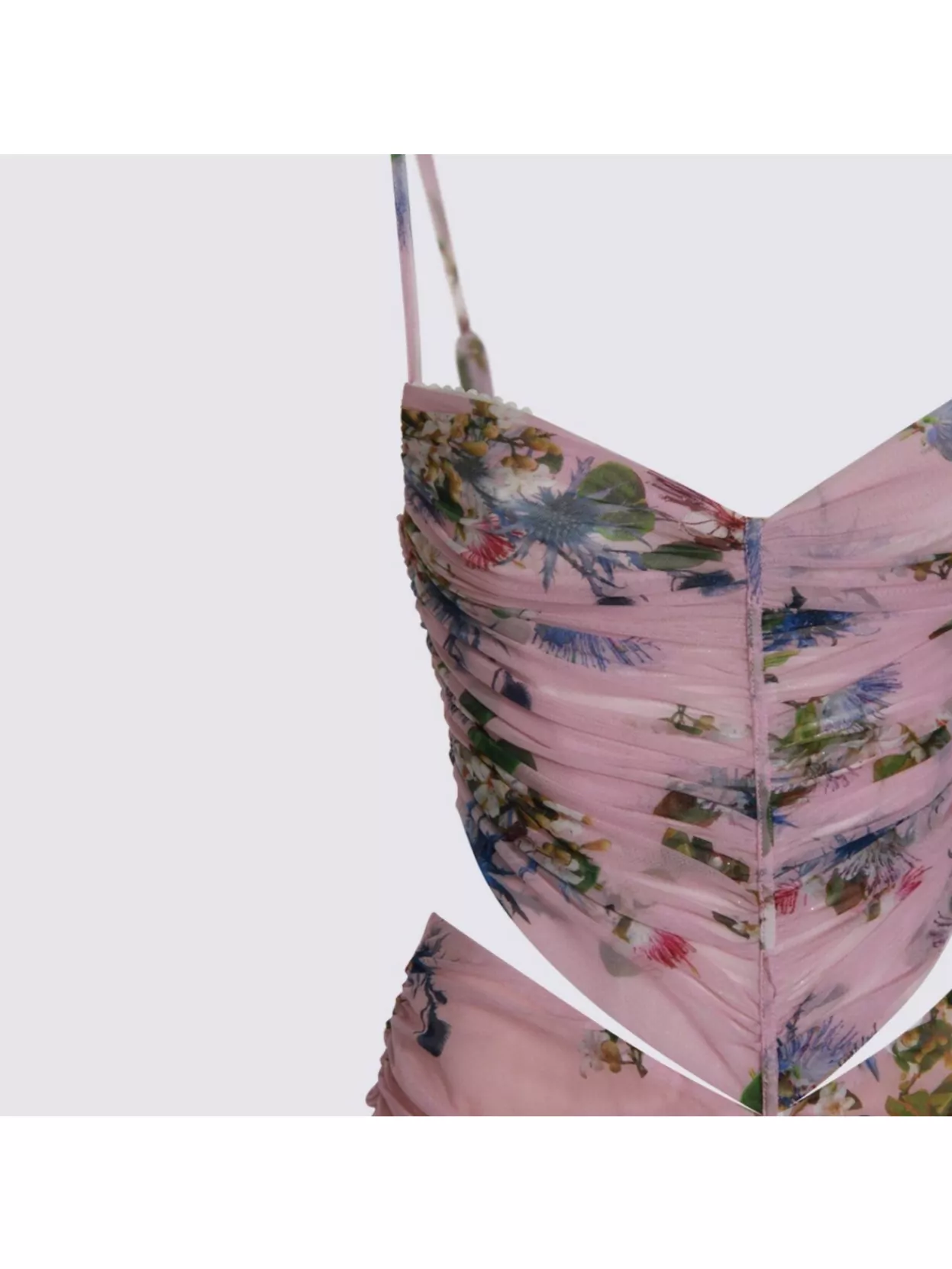 Blumarine Floral Cut-Out Dress Spaghetti Straps
