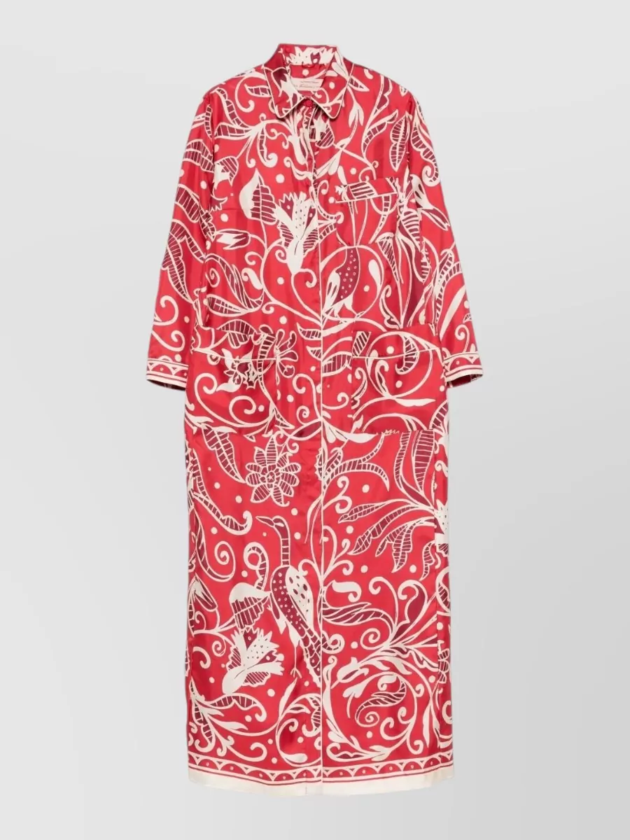 F.r.s For Restless Sleepers Silk Printed Long Shirt Dress