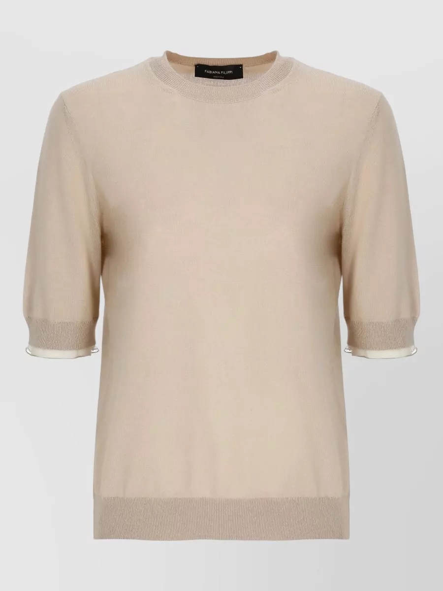 Fabiana Filippi ribbed crewneck short-sleeve sweater