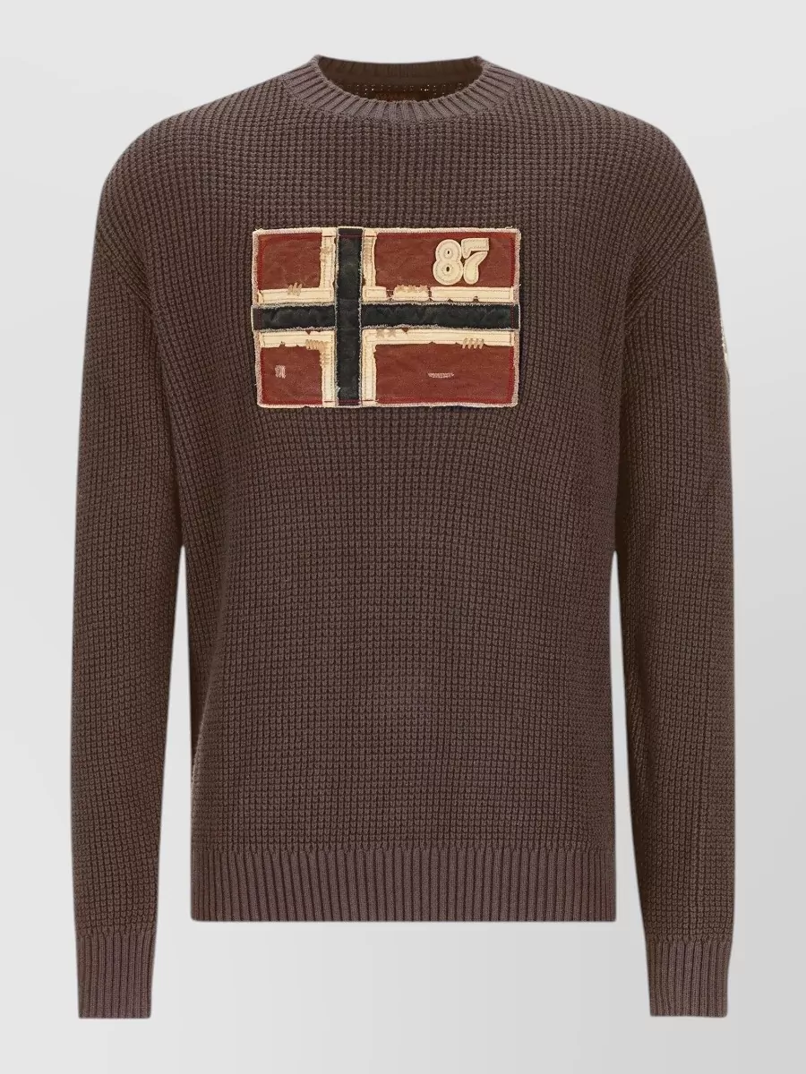 Napapijri waffle-knit crew-neck jumper