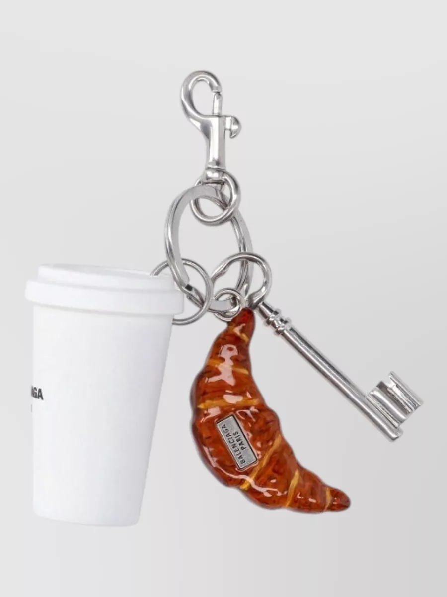 Balenciaga Crystal-Embellished Silver Keyring