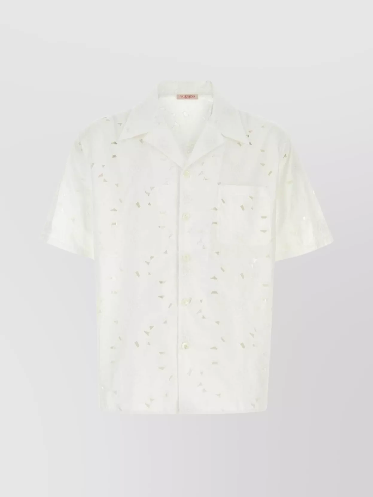 Shop Valentino Spread Collar Cotton Blend Shirt
