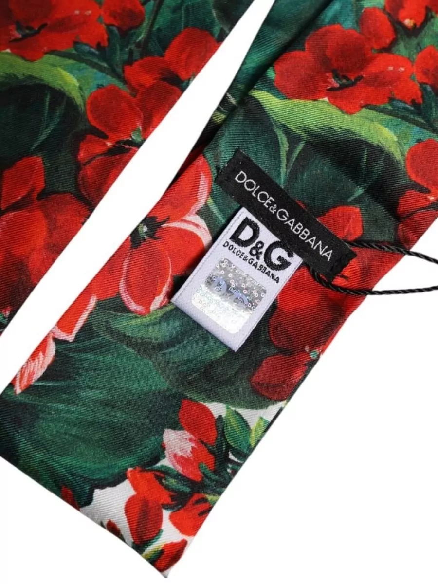 Dolce&Gabbana Silk Floral Skinny Neck Scarf