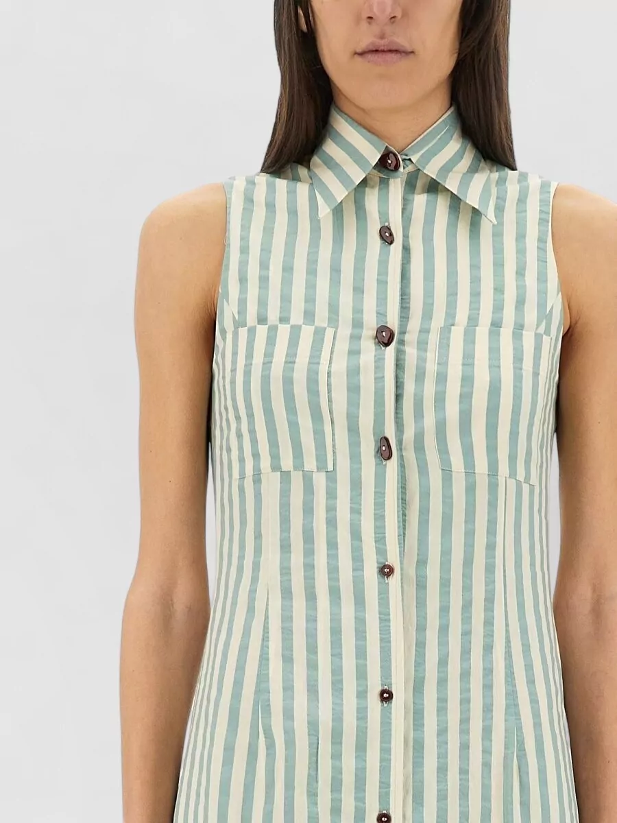 Alysi Silk Striped Shirt Midi Dress
