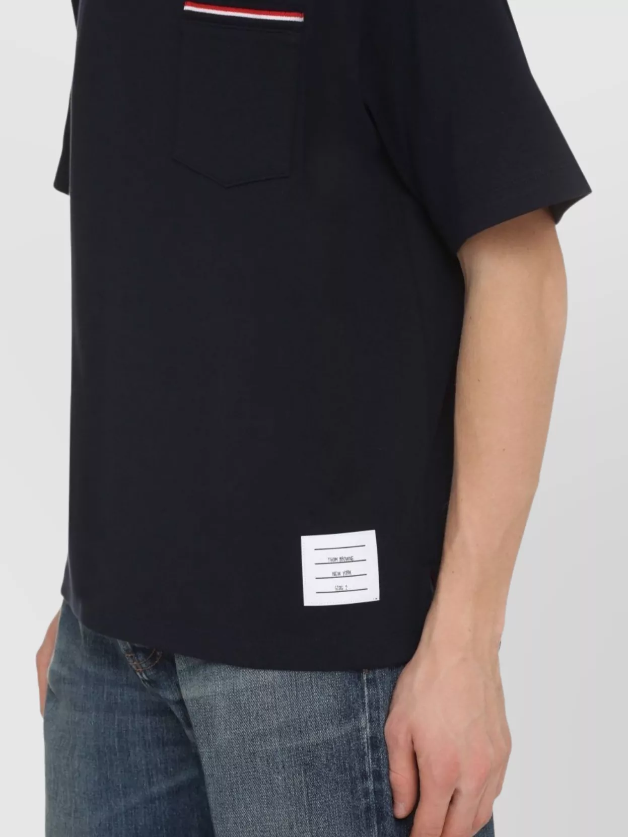 Thom Browne Crew-Neck T-Shirt With Side Slits And Pocket