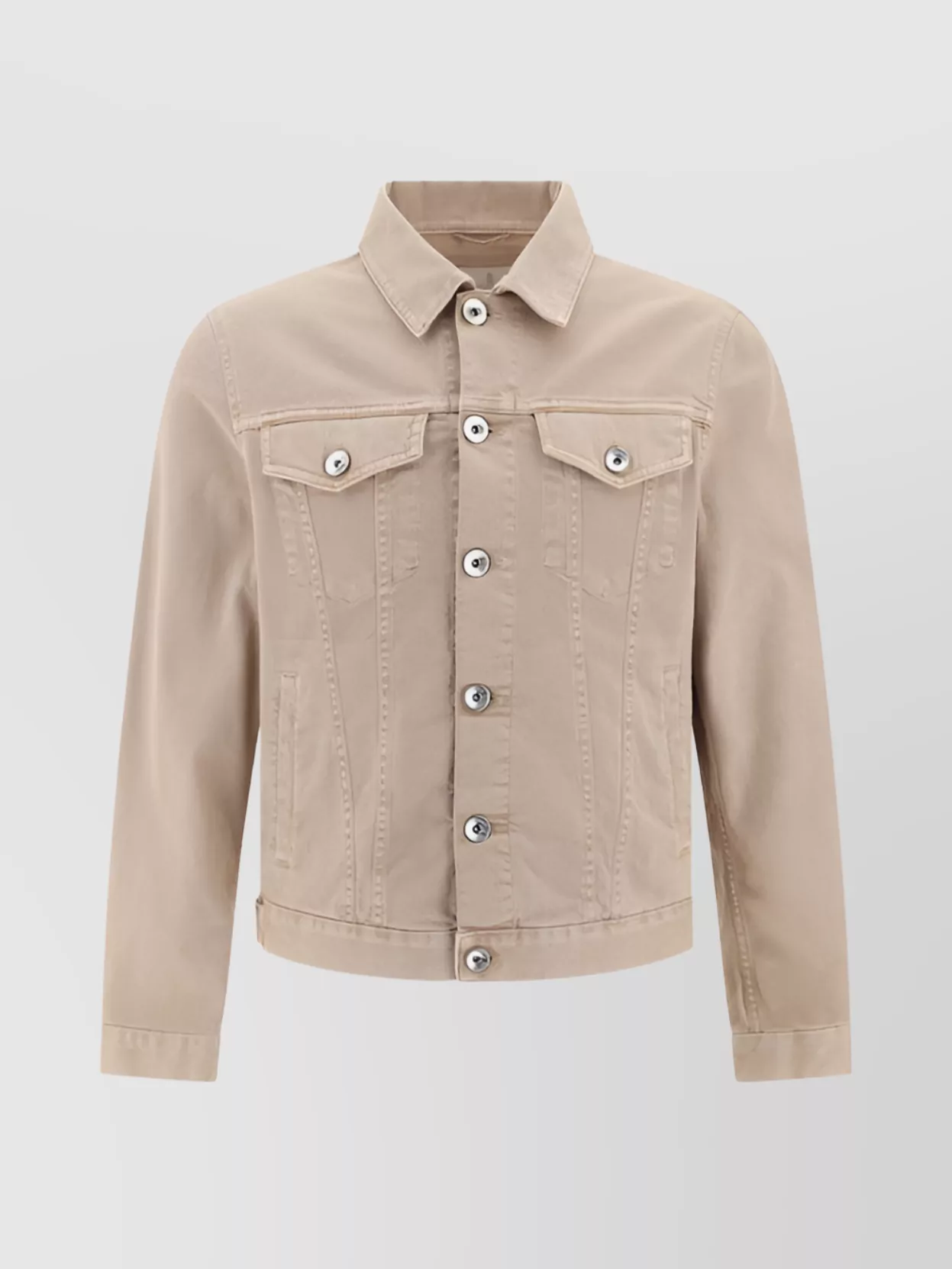 Shop Brunello Cucinelli Adjustable Waist Denim Jacket With Flap Pockets
