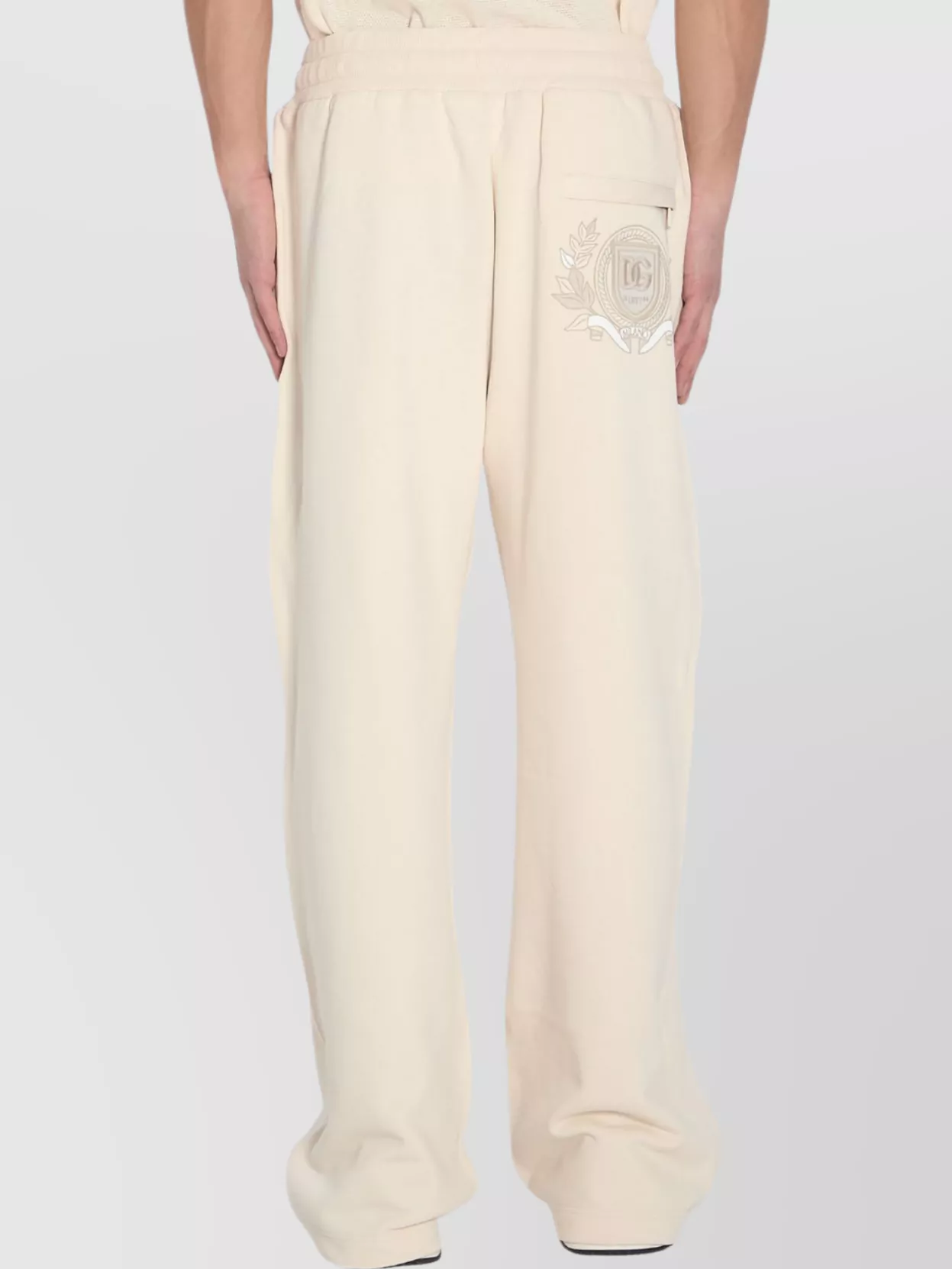 Dolce & Gabbana Embroidered Straight-leg Jogging Trousers With Pockets In Neutral