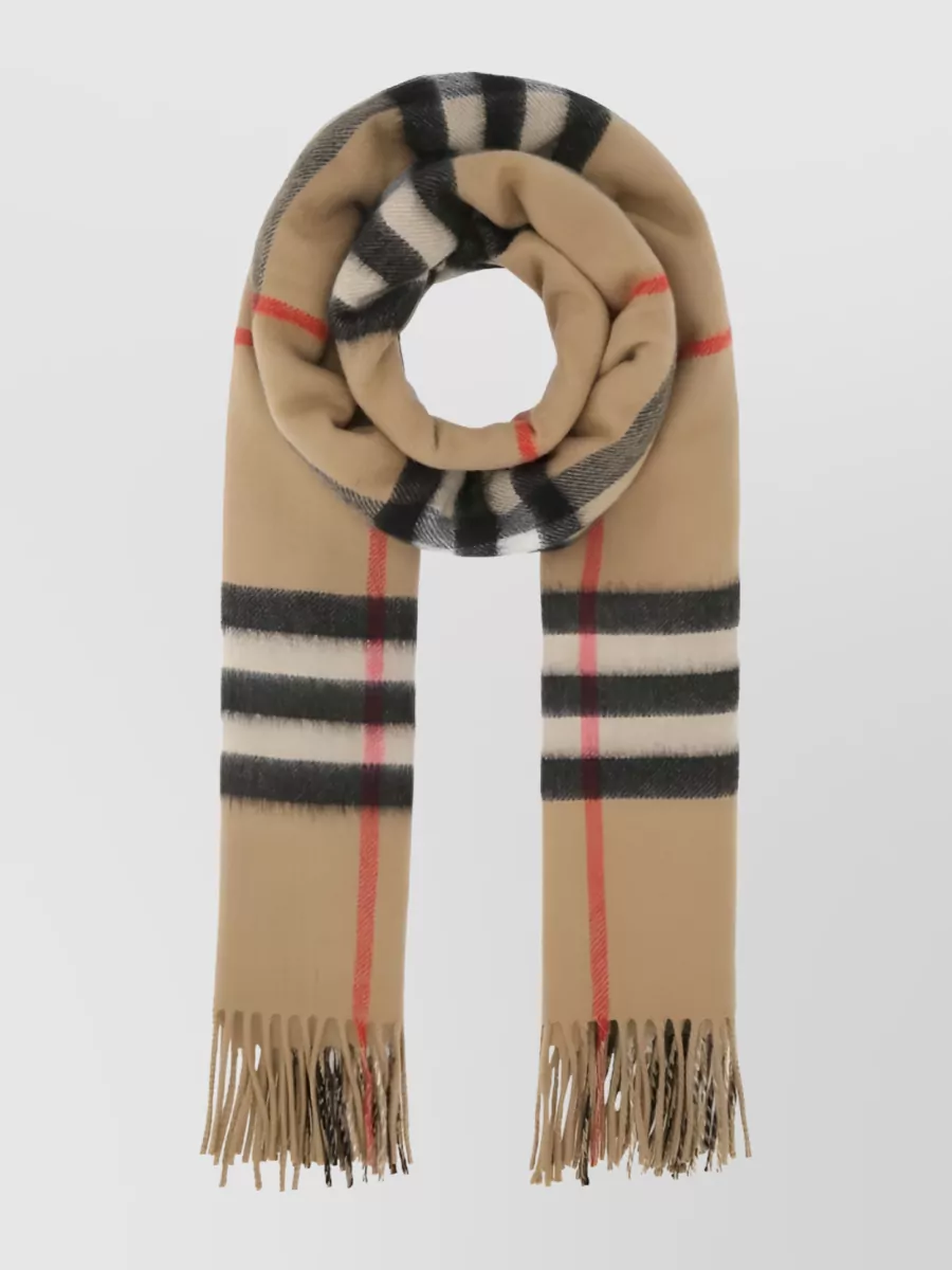Shop Burberry Reversible Check Cashmere Scarf In Brown