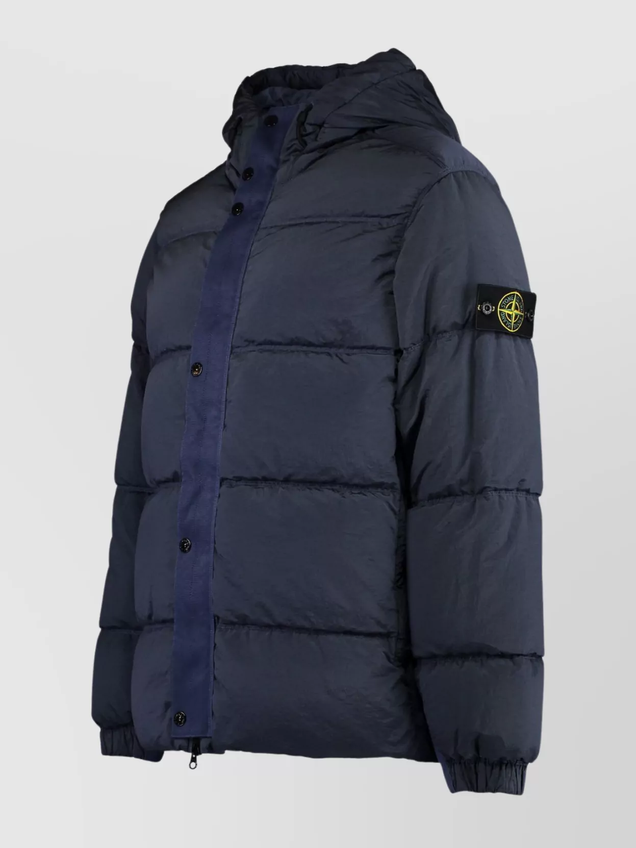 Stone Island Recycled Fabric Quilted Down Jacket With Hood In Blue