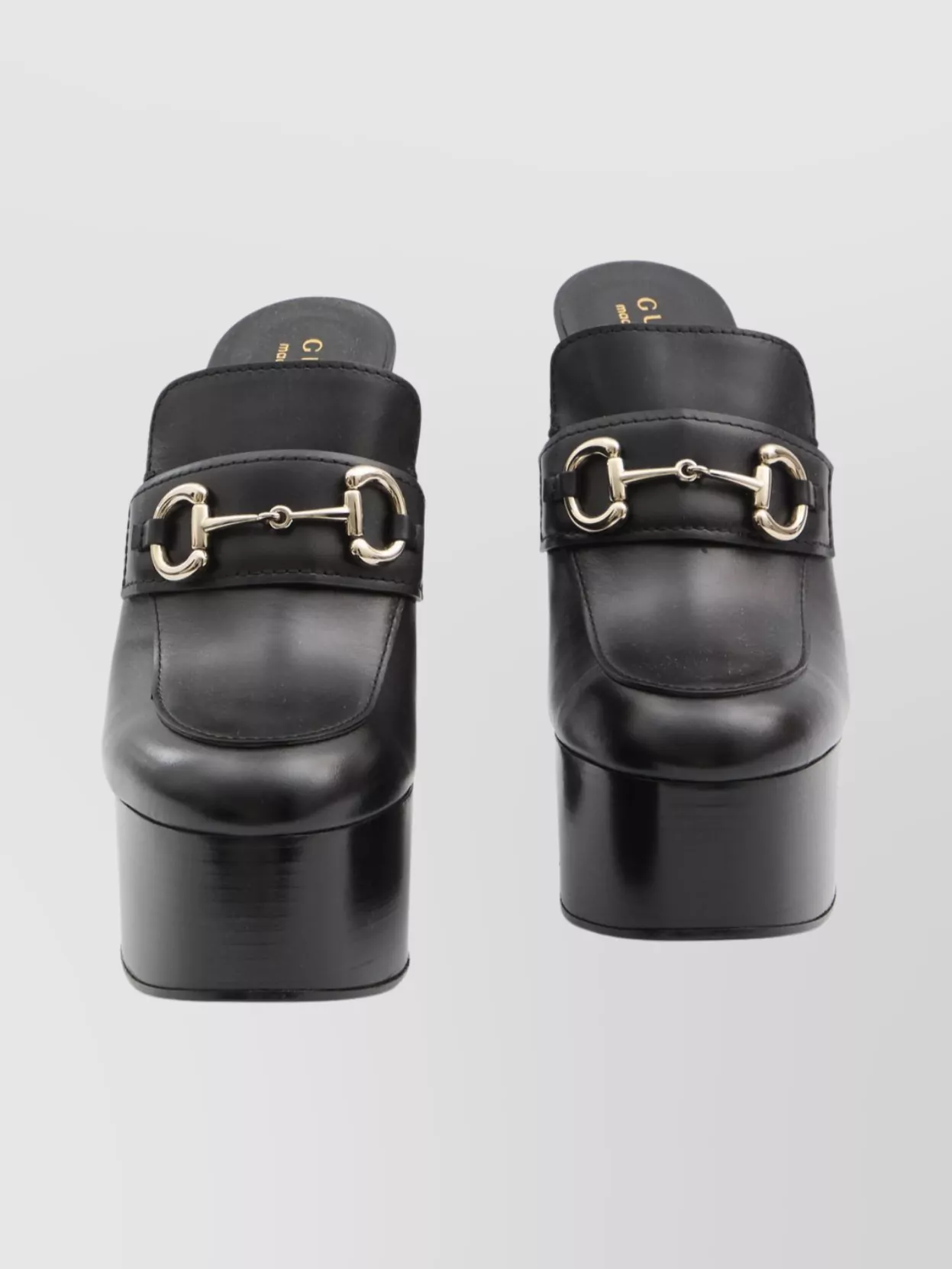 Gucci Horsebit Platform Mules In Calf Leather In Black