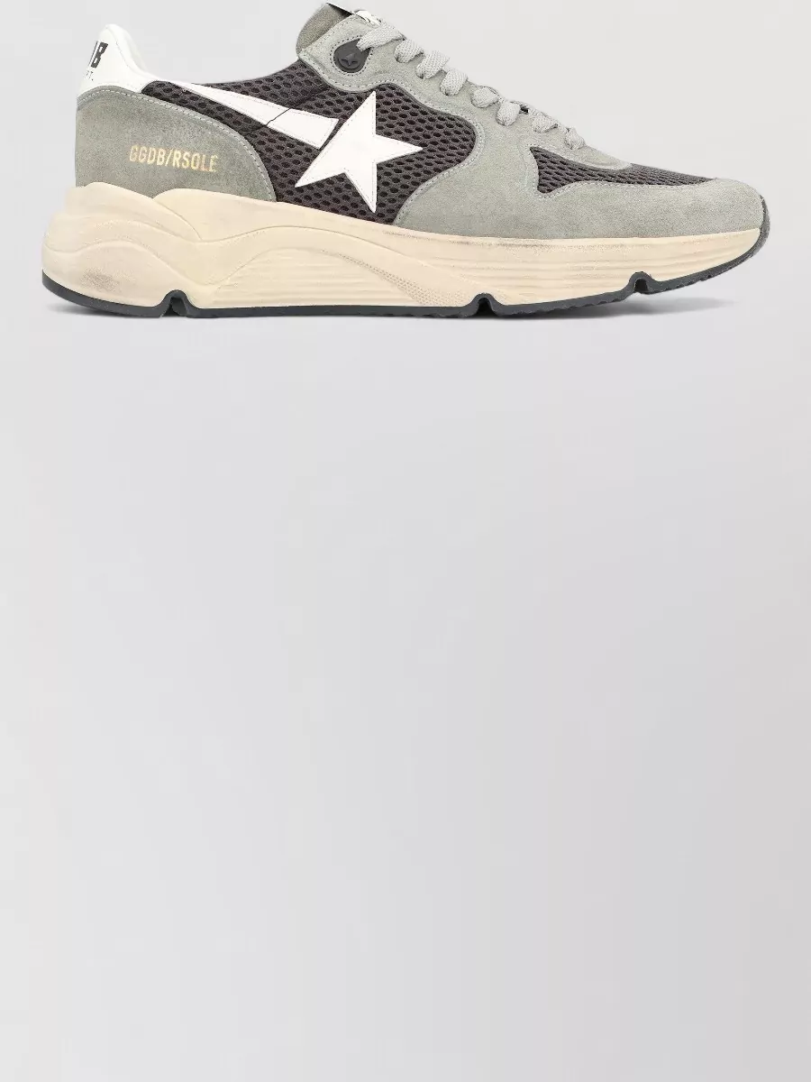 Golden Goose Running Sole Sneakers Suede Mesh Leather