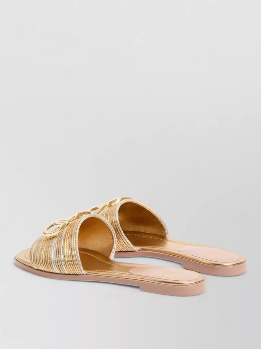 Valentino Garavani Vlogo Signature Leather Sandals Flat Design