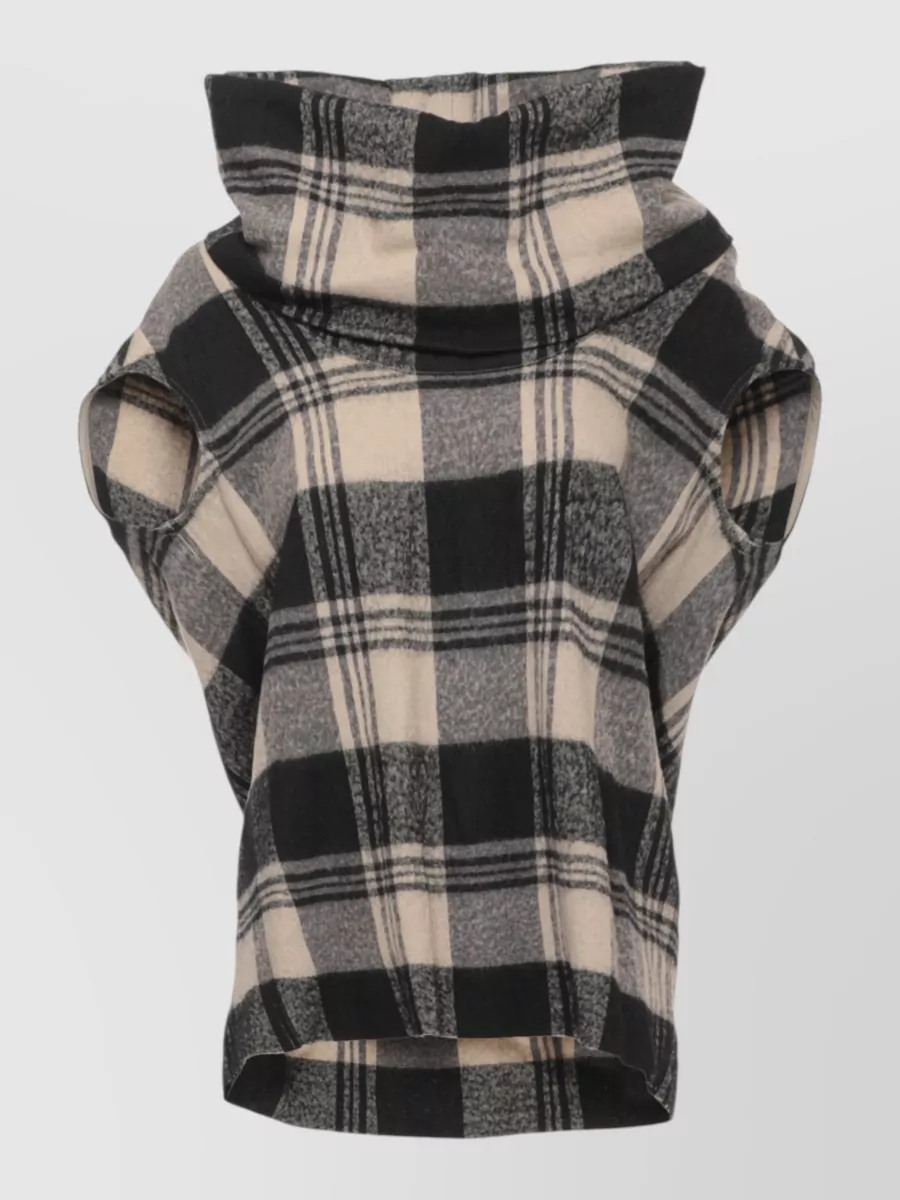 Rick Owens checked sleeveless cape
