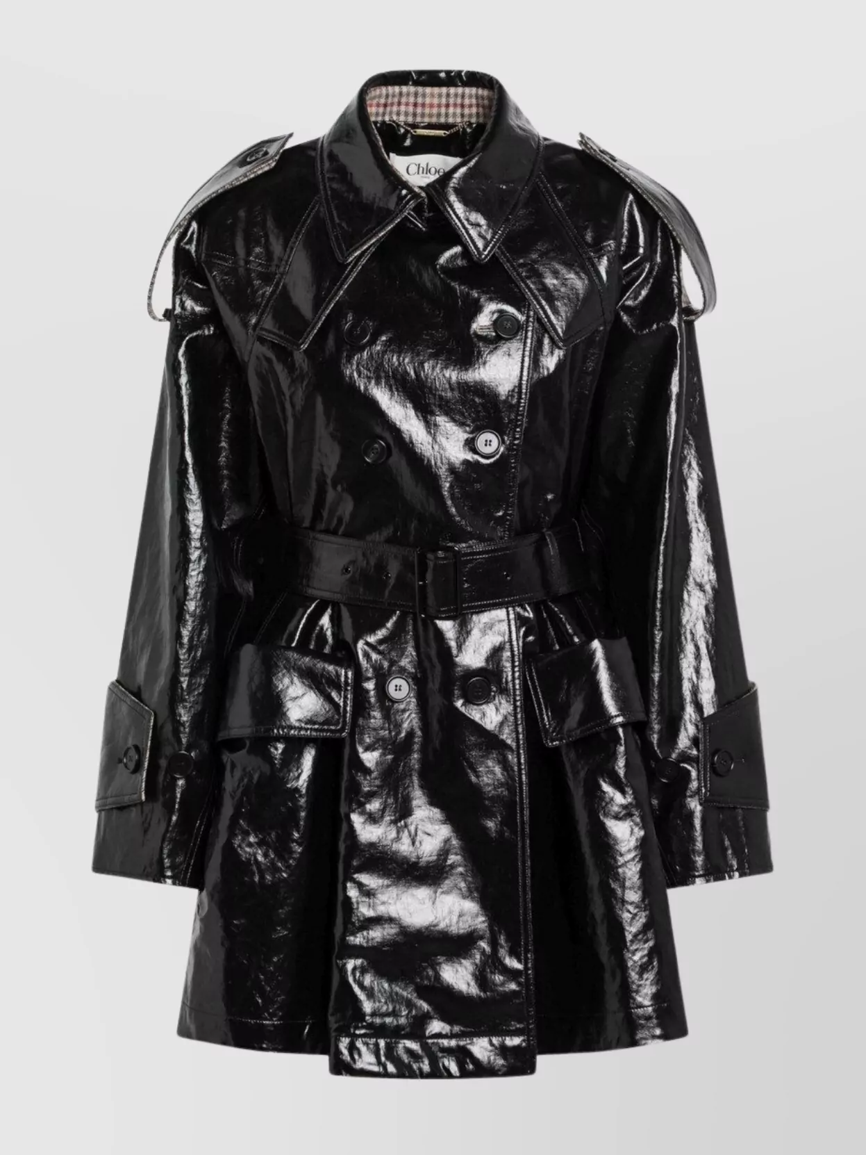 Chloé Belted Double-breasted Linen Trench Coat In Black