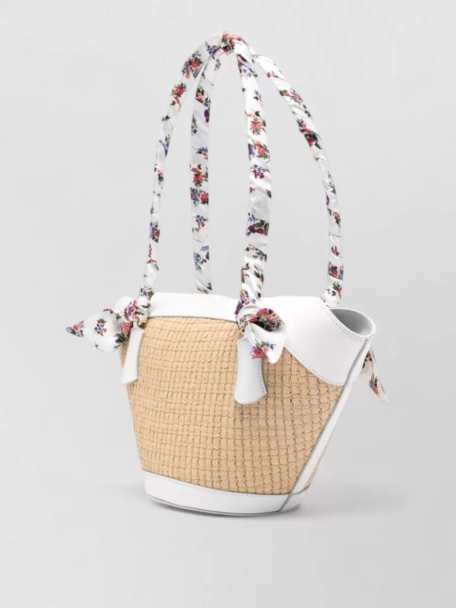 Dolce&Gabbana Capri Straw Tote Bag Floral Scarf