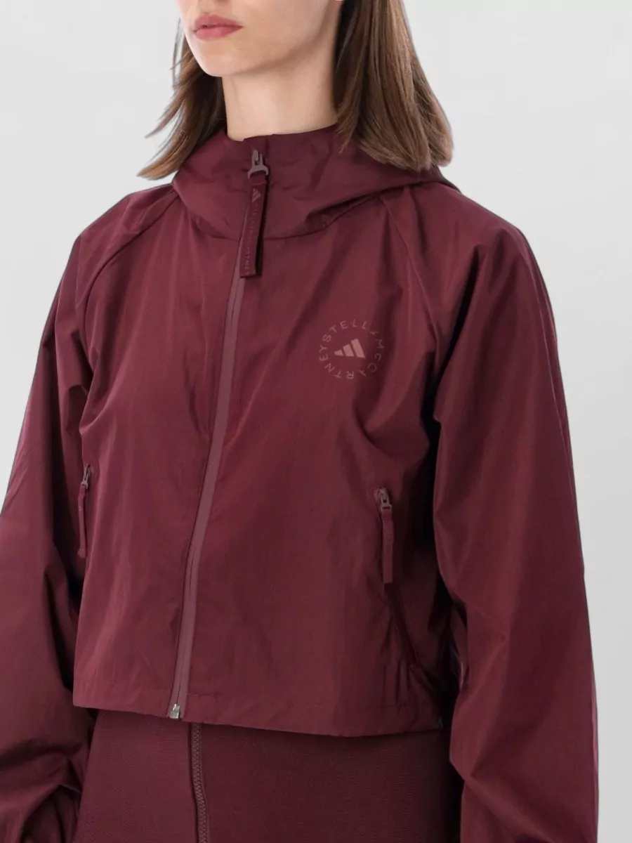 Adidas By Stella Mccartney Cropped Hooded Zip-Front Track Jacket