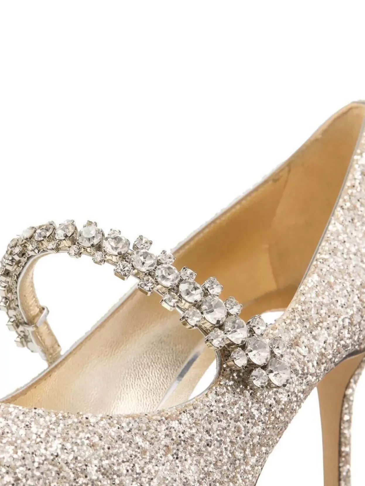 Jimmy Choo Slip-on Beige Stiletto Heels With Crystal Embellishments