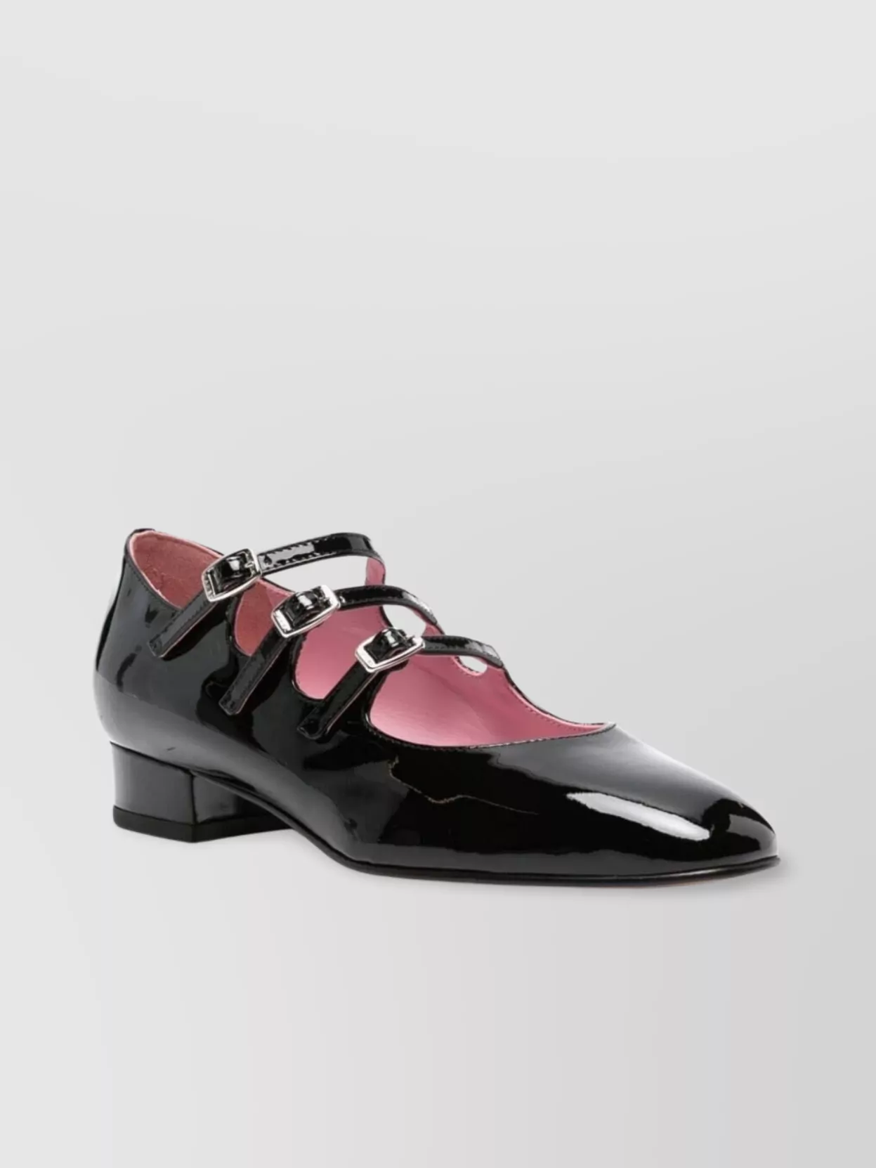 Carel Paris Triple Buckle Almond Toe Block Heel Pumps
