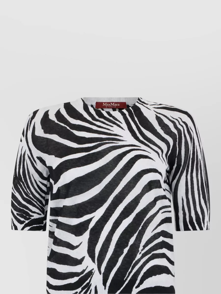 S Max Mara Animal-print short-sleeve sweater