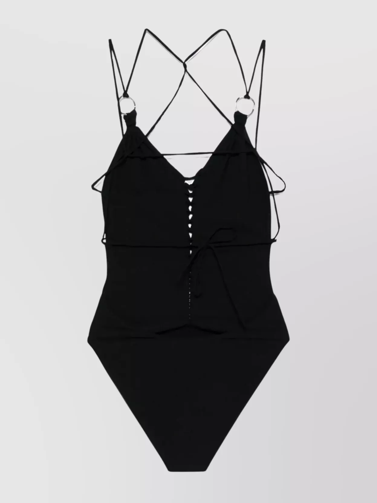 Isabel Marant Strappy High-cut Leg Swimsuit With Braid Detailing In Black