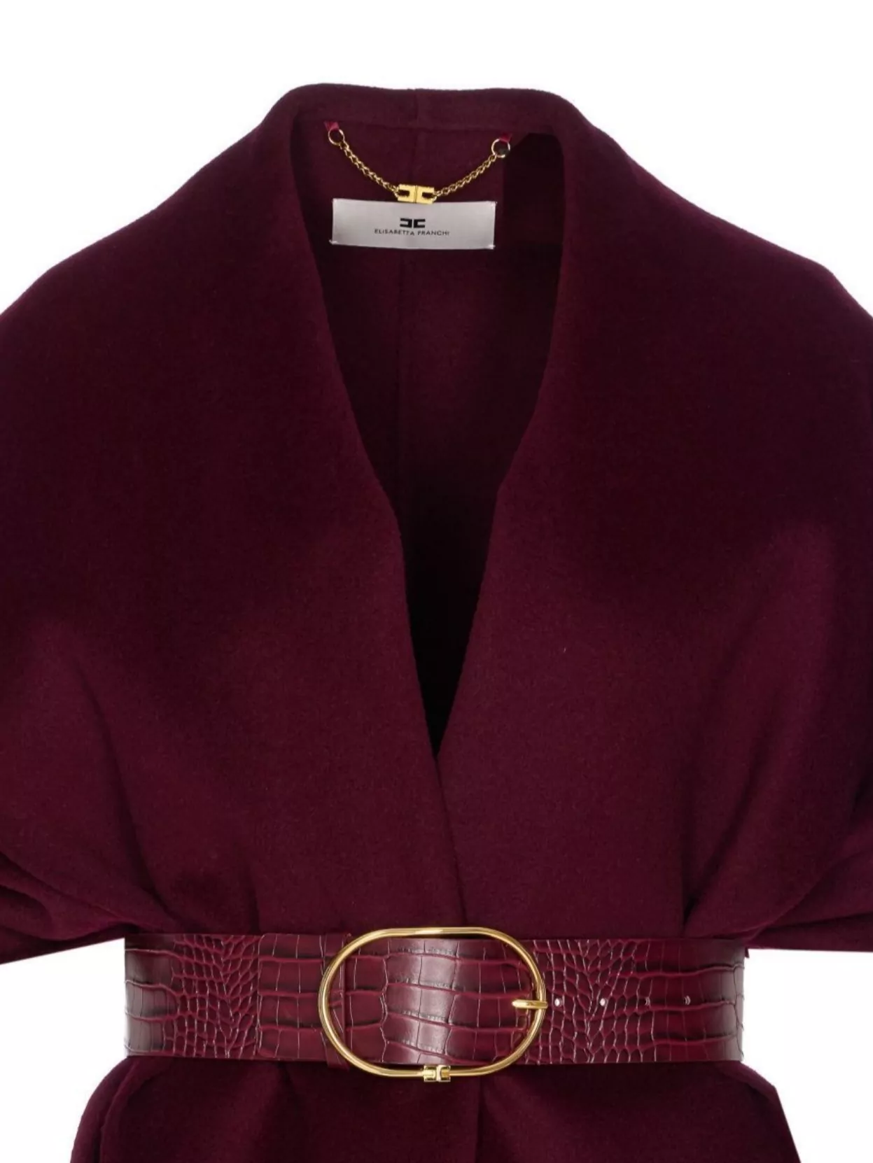 Elisabetta Franchi Oversized Coat Belted Waist