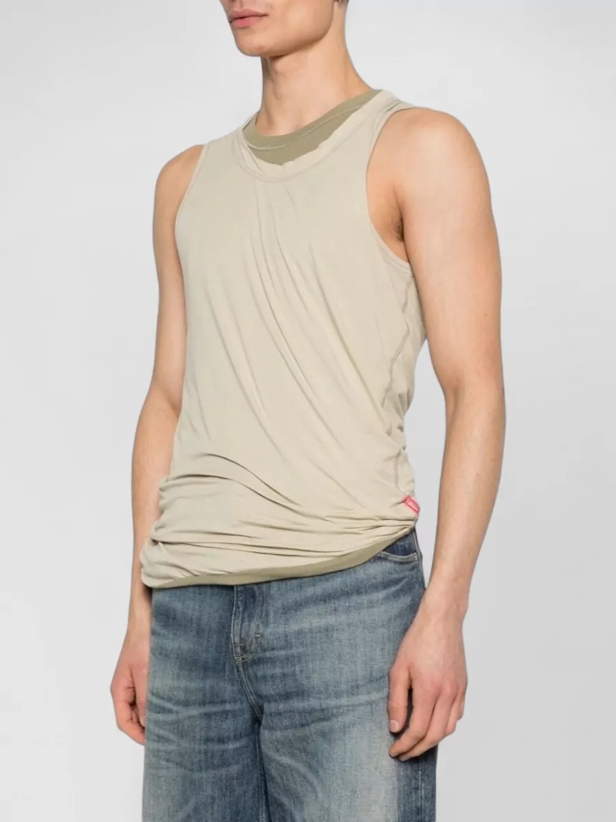 Diesel Crew Neck Layered Nylon Silk Tank Top