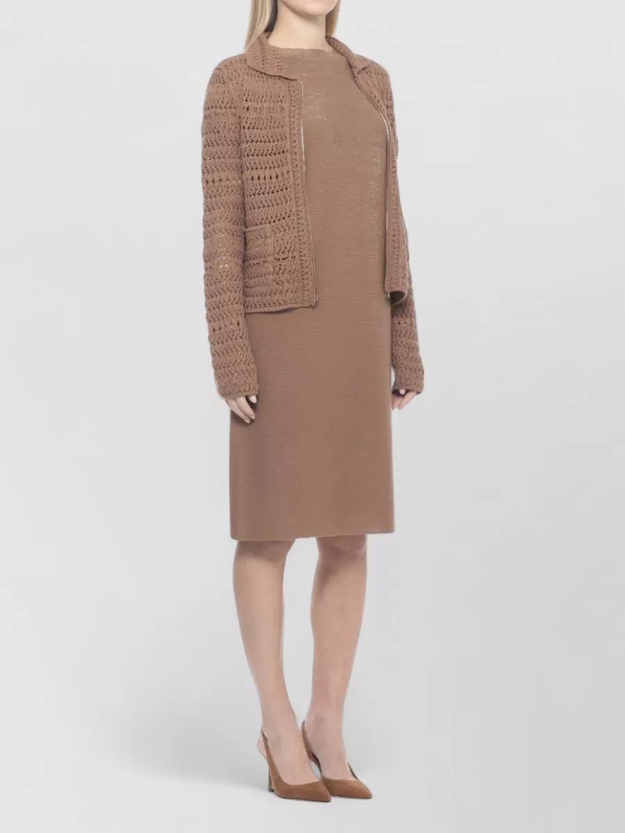 Fabiana Filippi Knee-Length Short-Sleeve Round-Neck Dress