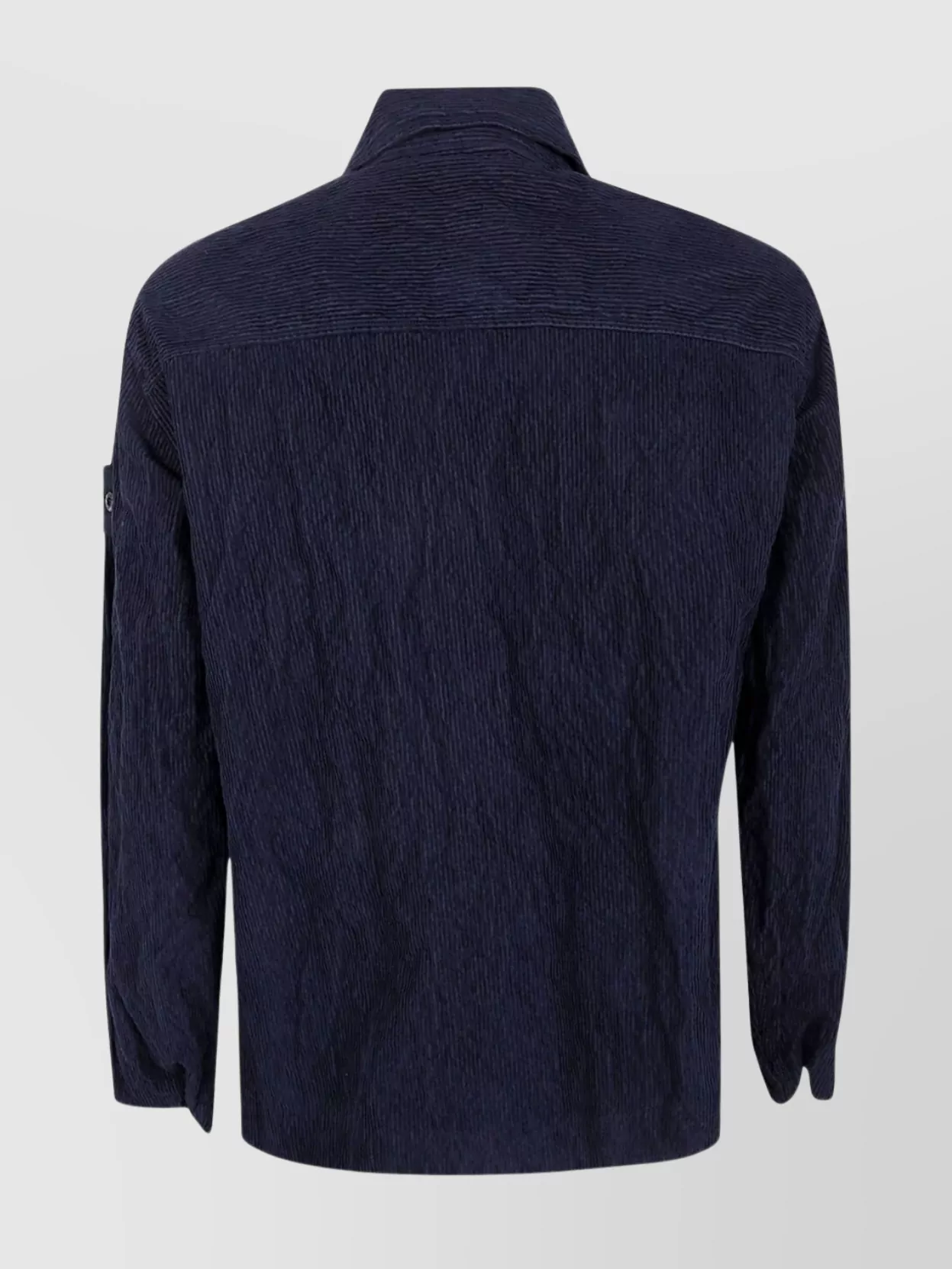 Stone Island Collared Front Pocket Textured Fabric Jacket In Blue