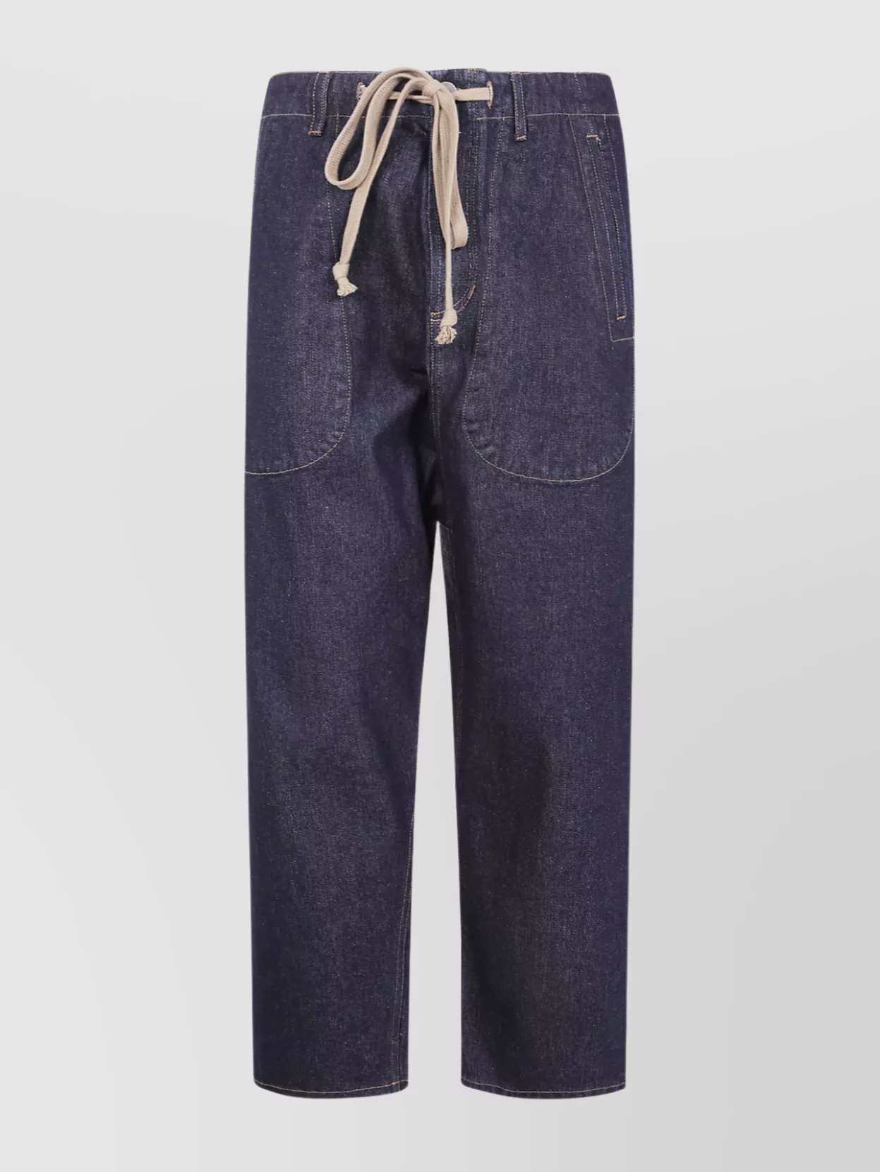 Uma Wang Drawstring Waist Trousers With Pockets And Loops In Blue