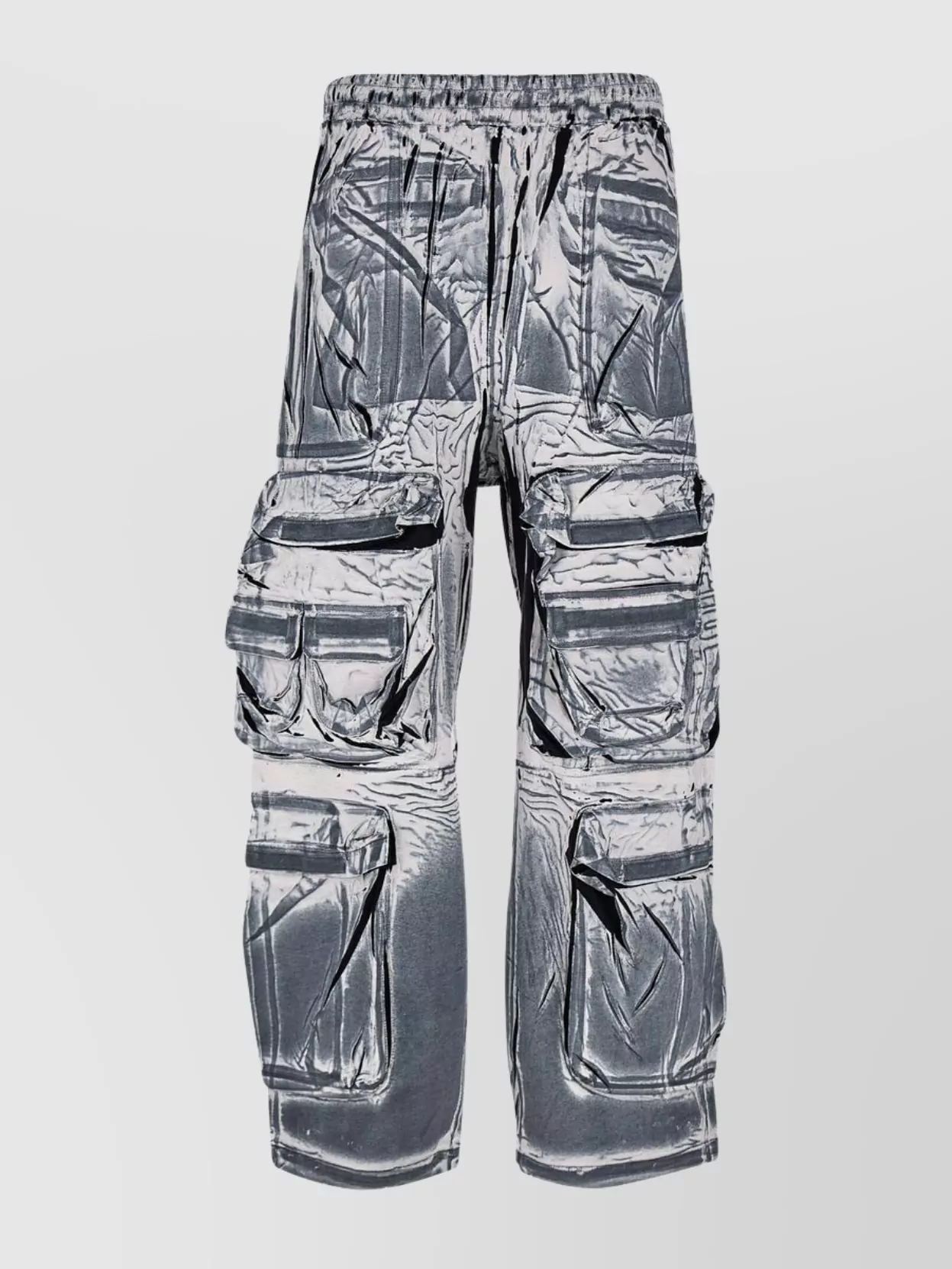 DIESEL OVERSIZE CARGO TROUSERS IN CRINKLE-EFFECT FABRIC