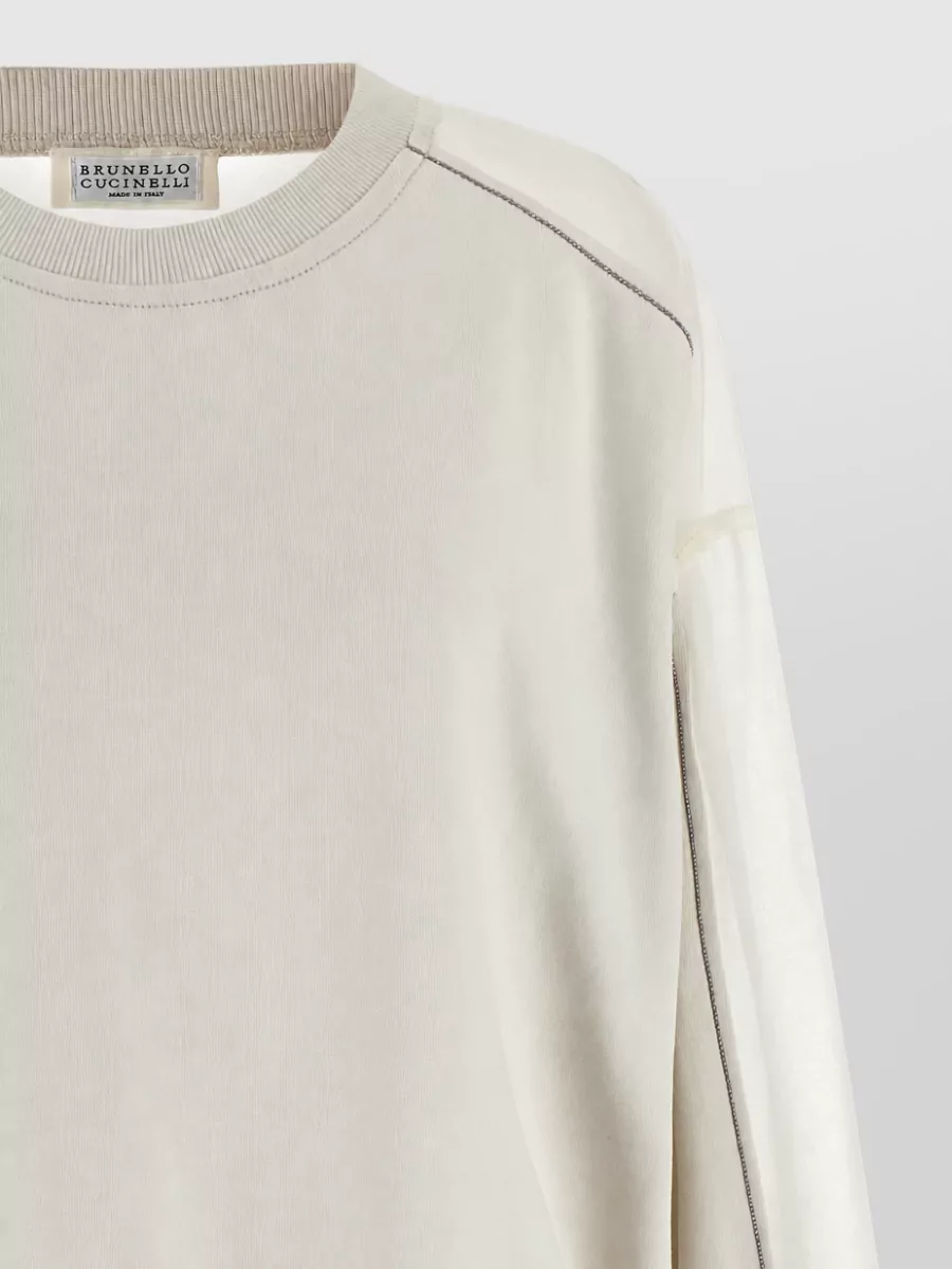 Brunello Cucinelli Organza panel cotton sweatshirt